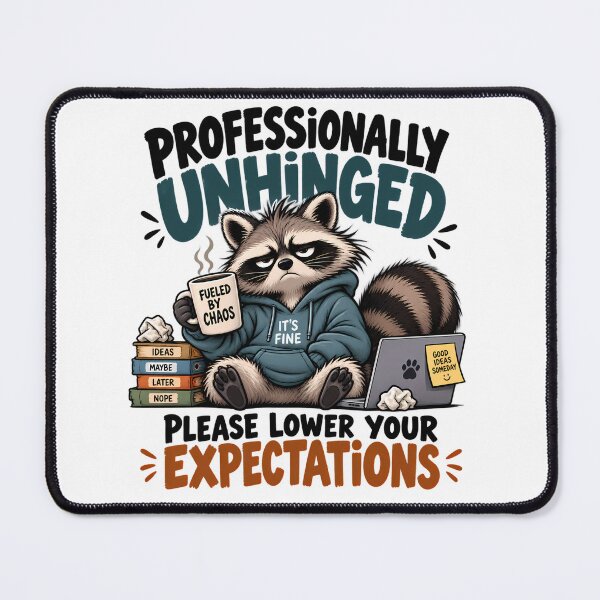 Item preview, Professionally Unhinged Funny Raccoon Chaos Coffee Humor Design designed and sold by BDLuck2021.
