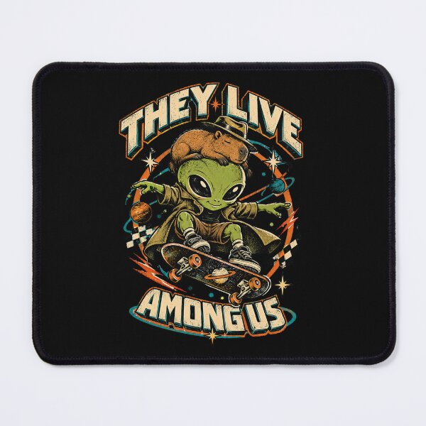 Item preview, Capybara and Alien Skater – Retro Space Art designed and sold by SixElements.