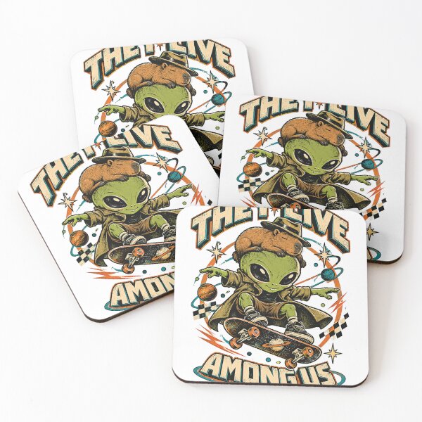 Item preview, Capybara and Alien Skater – Retro Space Art designed and sold by SixElements.