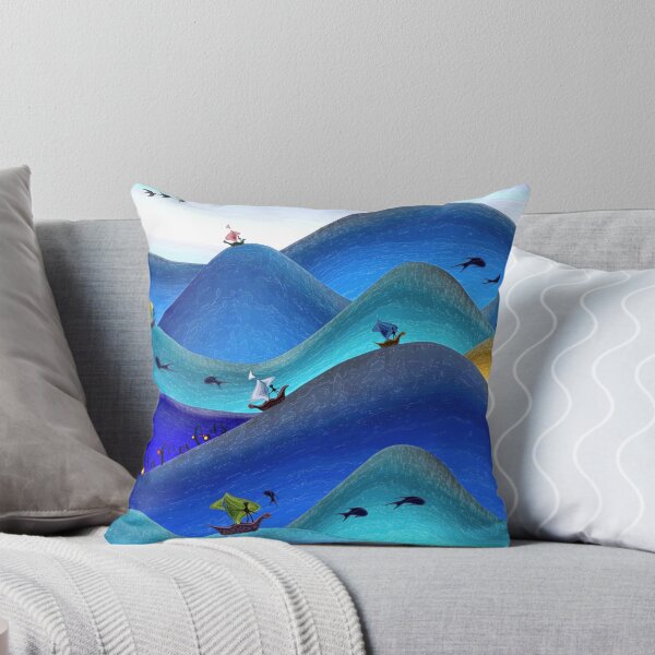 Item preview, Fantasy Ocean Waves – Naive Art Sailboats and Sea Creatures designed and sold by Ofir mor.