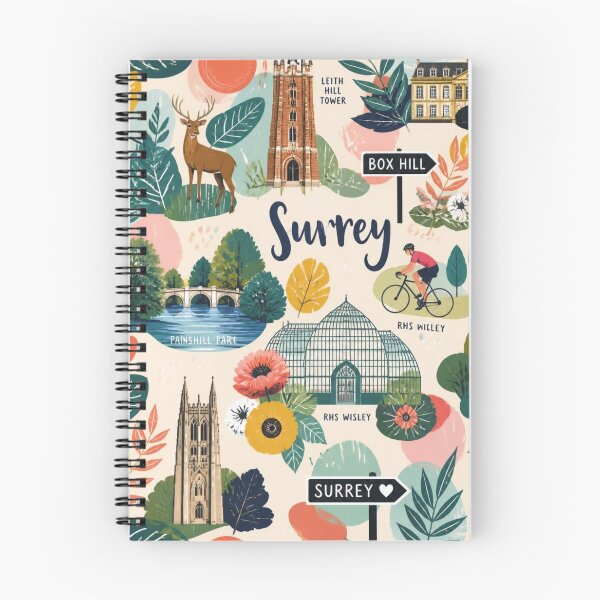 Item preview, Surrey England – Box Hill, Leith Hill & RHS Wisley Illustrated Poster designed and sold by ThatSurreyLife.