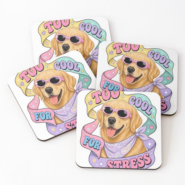 Item preview, Too Cool For Stress Golden Retriever Dog Y2K Sunglasses Sticker designed and sold by mo-carnival.