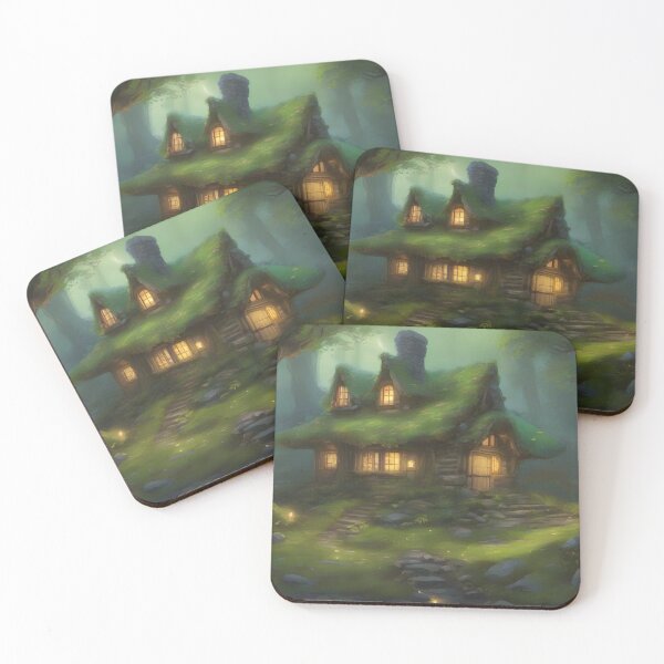 Item preview, Watercolor Painting of a Cozy Druid Cottage designed and sold by Fanta-sticky.