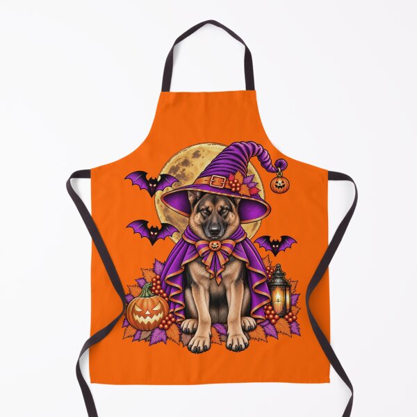 Item preview, German Shepherd Halloween Witch Costume & Spooky Pumpkin designed and sold by PixelsPaws.