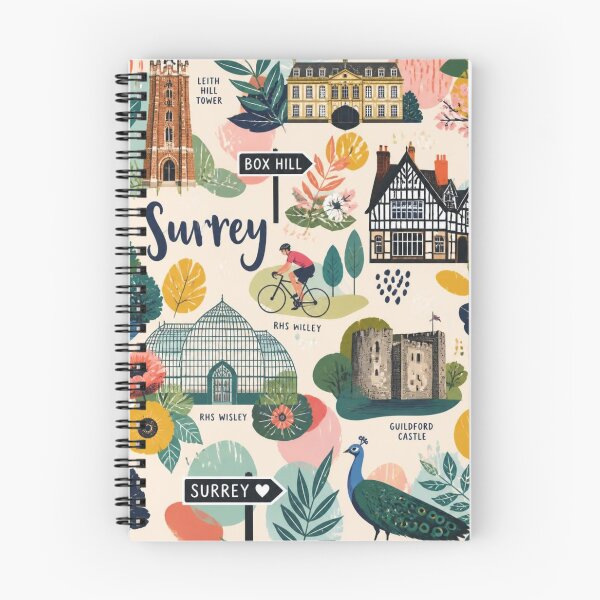Item preview, Surrey England Landmarks – Guildford Castle, RHS Wisley & Box Hill Art designed and sold by ThatSurreyLife.