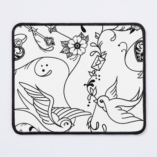 Item preview, Tattoo Style 'Old Skool' Birds, Locks, Flowers and vines. designed and sold by Kemothify.