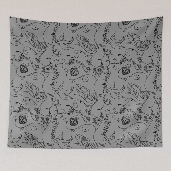 Item preview, Tattoo Style 'Old Skool' Birds, Locks, Flowers and vines. designed and sold by Kemothify.