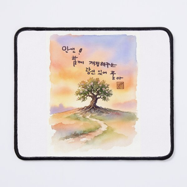 Item preview, Korean Calligraphy Watercolor Greeting with Tree Art designed and sold by K-Brush.