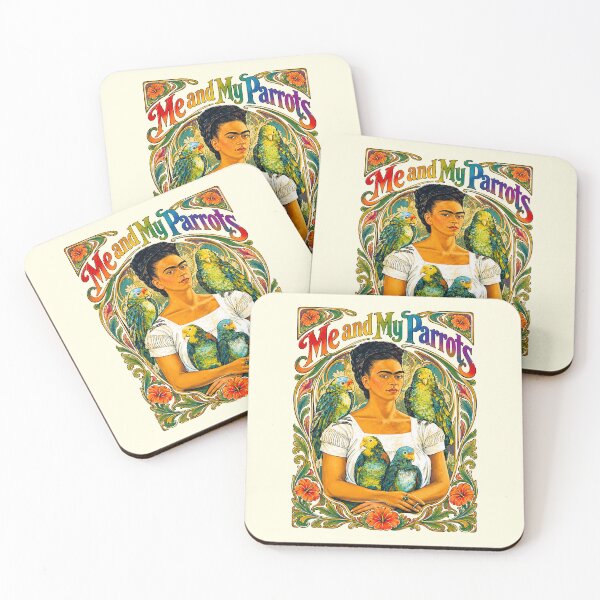Item preview, Frida Kahlo Me and My Parrots Art Nouveau designed and sold by TeeARTHY.