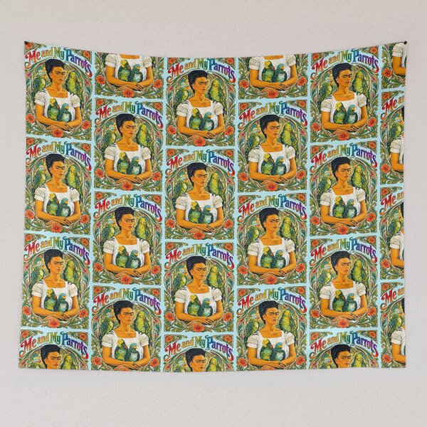 Item preview, Frida Kahlo Me and My Parrots Art Nouveau designed and sold by TeeARTHY.