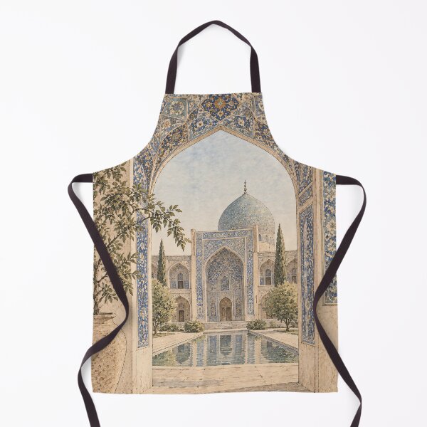 Item preview, Boho Islamic Arch Mosque Watercolour Blue Tile Art designed and sold by Jozefin's Studio.