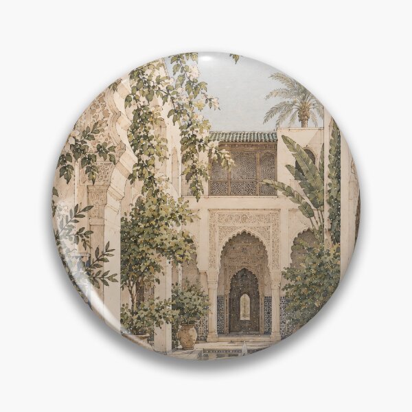 Item preview, Boho Moroccan Courtyard Archway Watercolour Oil Painting designed and sold by Jozefin's Studio.