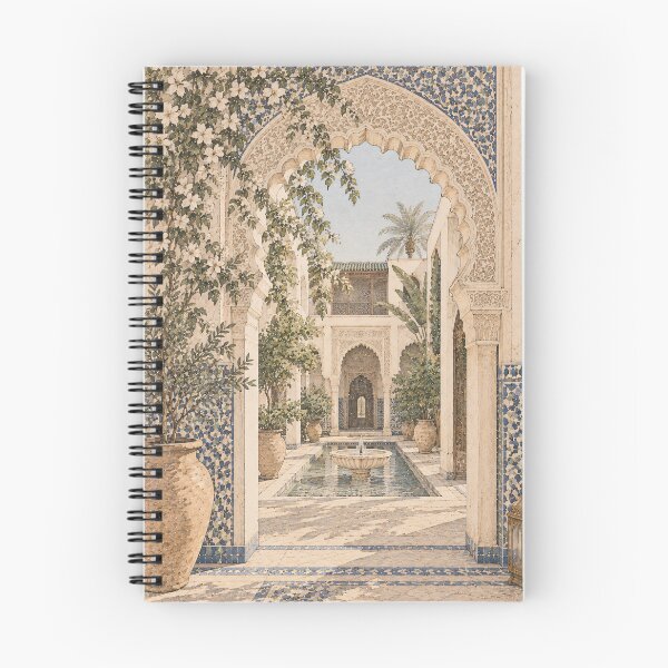 Item preview, Boho Moroccan Courtyard Archway Watercolour Oil Painting designed and sold by Jozefin's Studio.
