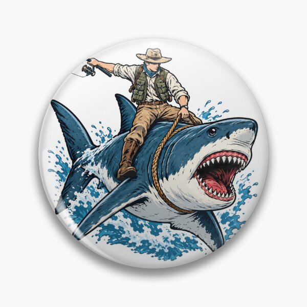 Item preview, Cowboy riding Great White Shark designed and sold by ryanapples2.