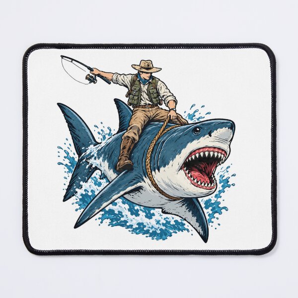Item preview, Cowboy riding Great White Shark designed and sold by ryanapples2.