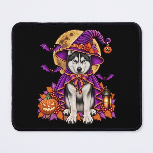 Item preview, Siberian Husky Halloween Witch Costume & Spooky Pumpkin designed and sold by PixelsPaws.