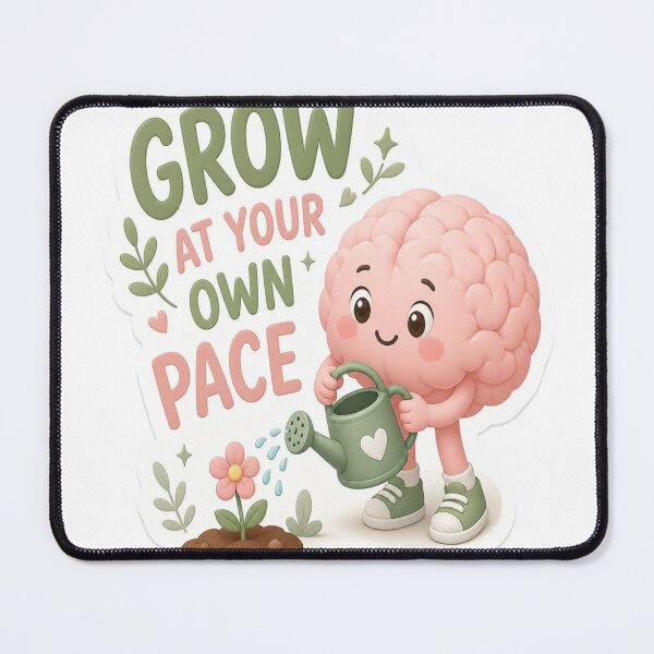 Item preview, Grow At Your Own Pace Cute Brain Mental Health Self Care Sticker designed and sold by mo-carnival.