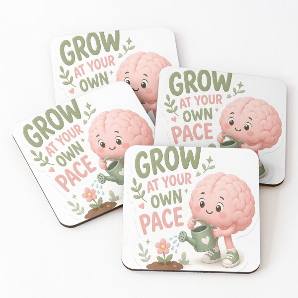 Item preview, Grow At Your Own Pace Cute Brain Mental Health Self Care Sticker designed and sold by mo-carnival.