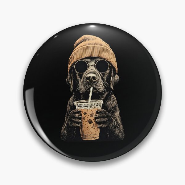 Artikelvorschau, Schwarzer Labrador trinkt Eiskaffee entworfen und verkauft von charoen-design.