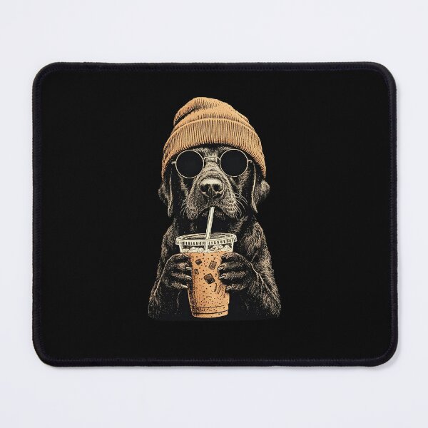 Item preview, Black Labrador Dog Drinking Iced Coffee designed and sold by charoen-design.
