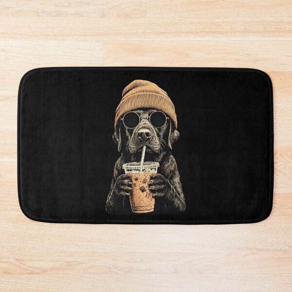Item preview, Black Labrador Dog Drinking Iced Coffee designed and sold by charoen-design.