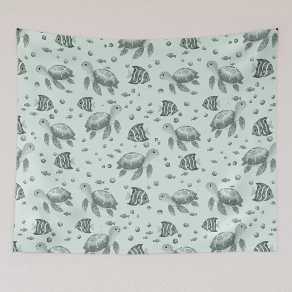 Item preview, Sea Turtle Ocean Seamless Pattern designed and sold by SheHood.