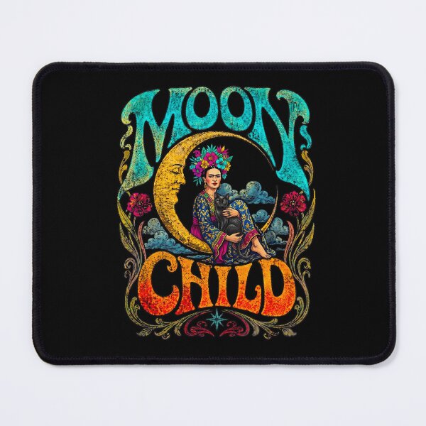 Item preview, Frida Kahlo black cat Moon Child Celestial designed and sold by TeeARTHY.