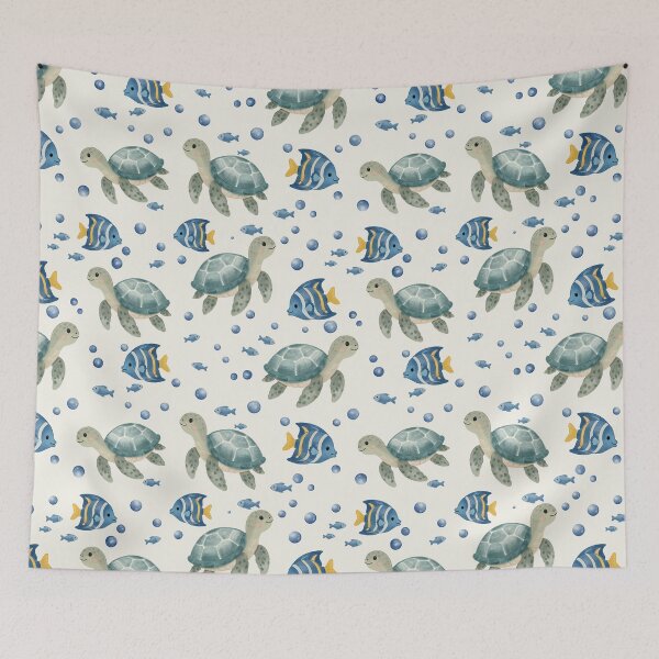 Item preview, Sea Turtle Ocean Seamless Pattern designed and sold by SheHood.