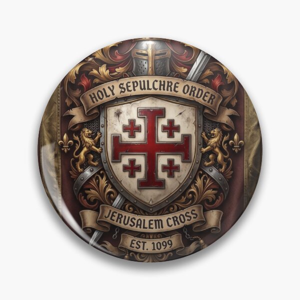 Item preview, Holy Sepulchre Knight Coat of Arms - Crusader Shield with Sword & Helmet designed and sold by ElNiro.