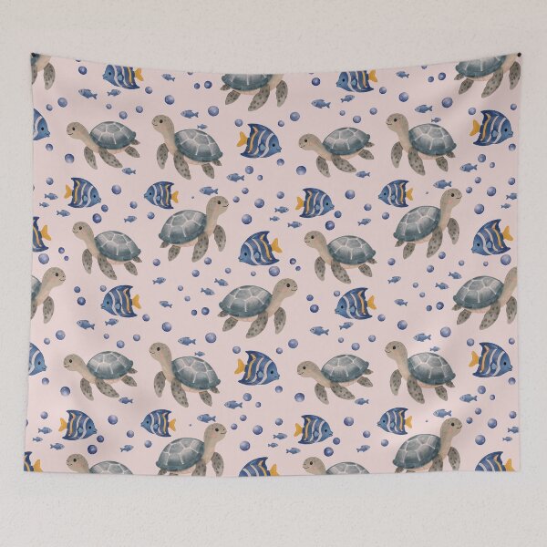 Item preview, Sea Turtle Ocean Seamless Pattern designed and sold by SheHood.