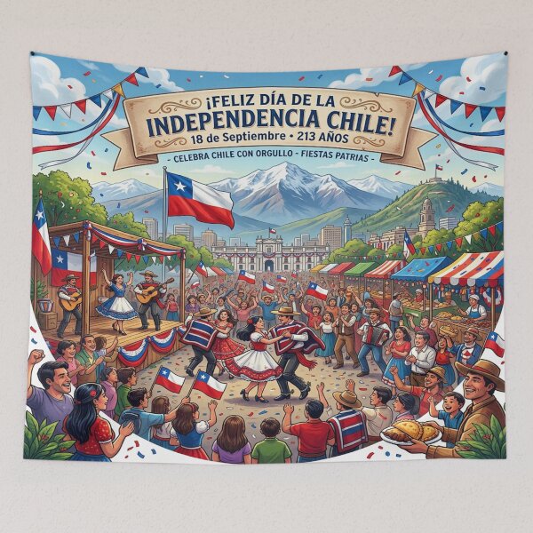 Item preview, A Festive Chilean Independence Day Celebration Poster designed and sold by Solomon-Ent-144.