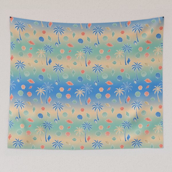 Item preview, Tropical Beach Paradise with Palm Trees & Sea Shells designed and sold by ZanyPaintbrush.