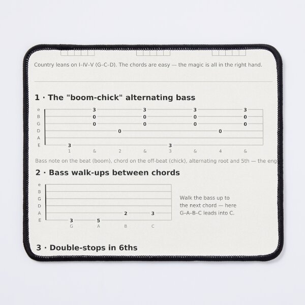 Item preview, Country Guitar Technique Chart Bass Runs Double Stops designed and sold by iampaulmorris.