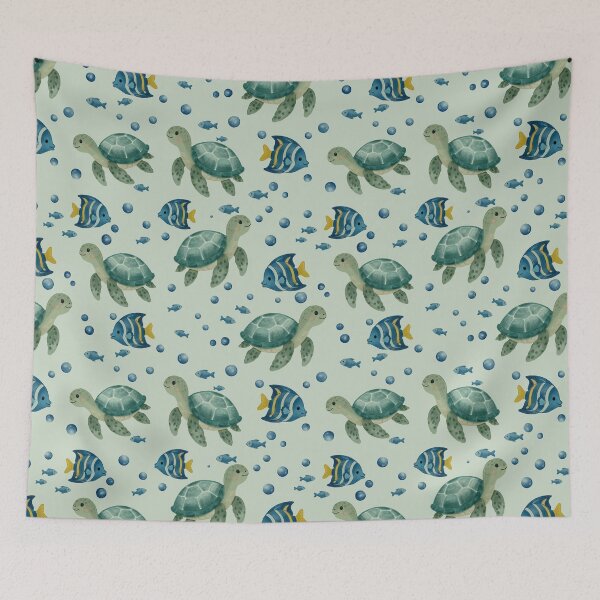 Item preview, Sea Turtle Ocean Seamless Pattern designed and sold by SheHood.