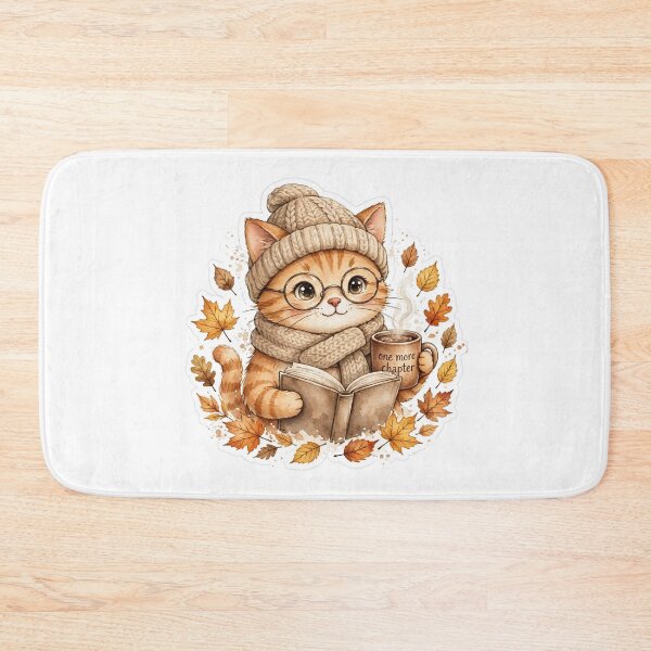 Item preview, Cozy Winter Bookish Cat - One More Chapter - Autumn Fall Reading Cat designed and sold by     Fatma Creates.
