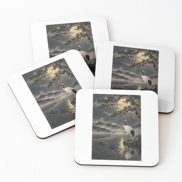 Item preview, Moonlit Crane Among Pines designed and sold by yuryu14yutaka.