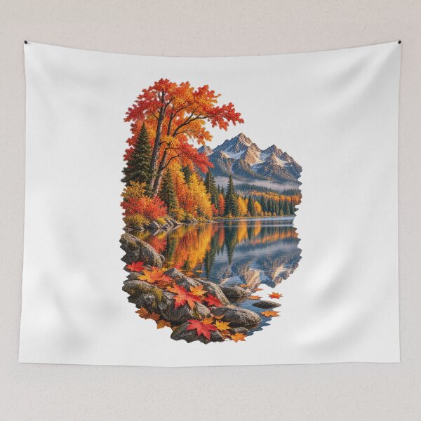 Item preview, Autumn Lake Reflection Mountain Fall Landscape designed and sold by RockitBaby.