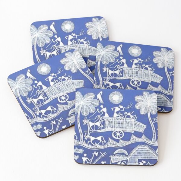 Item preview, Indian Warli Tribal Village Life Scene designed and sold by Galaxydesignhub.