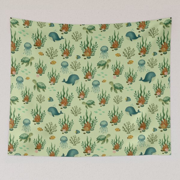 Item preview, Whimsical Ocean Friends Seamless Pattern designed and sold by SheHood.
