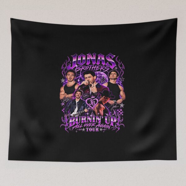 Artikelvorschau, Vintage Jonas Brothers Purple Burning Up Grafikmusik entworfen und verkauft von NiremmeeArt.