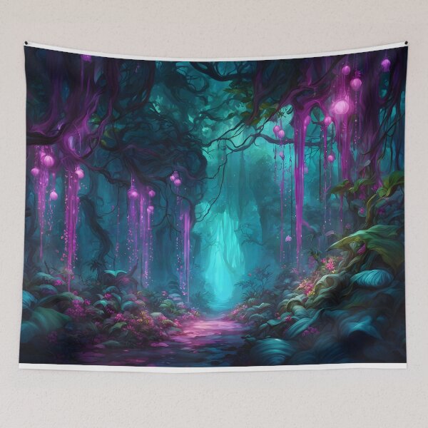 Item preview, Mysterious Alien Bioluminescent Jungle designed and sold by Fanta-sticky.