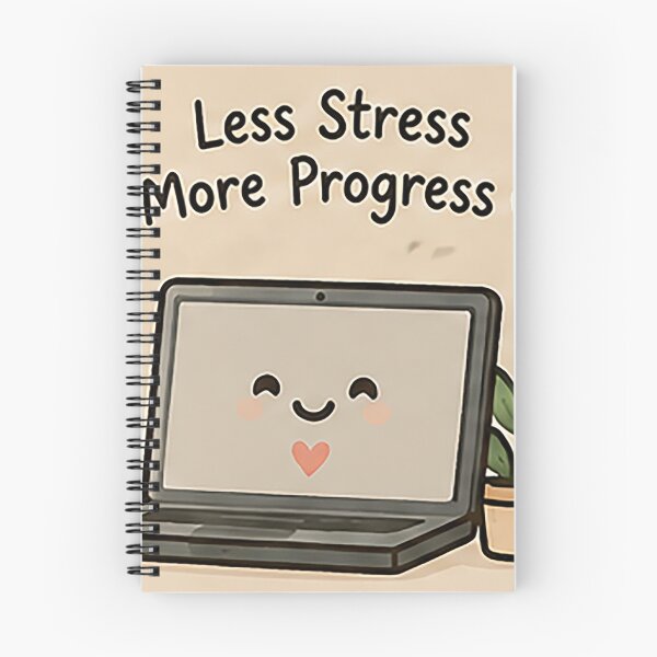 Item preview, Less Stress More Progress Sticker – Cute Kawaii Laptop Motivational Design designed and sold by Sara-Ai.