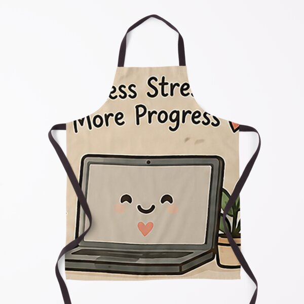Item preview, Less Stress More Progress Sticker – Cute Kawaii Laptop Motivational Design designed and sold by Sara-Ai.