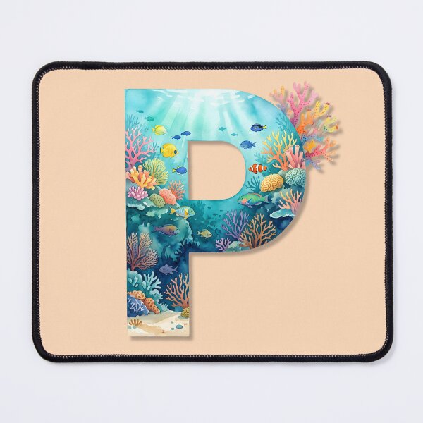 Item preview, Coastal Initial P Underwater Ocean Monogram Marine Life Personalized Design designed and sold by Sea Gem.