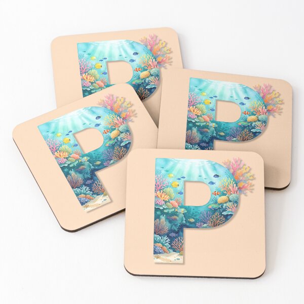 Item preview, Coastal Initial P Underwater Ocean Monogram Marine Life Personalized Design designed and sold by Sea Gem.