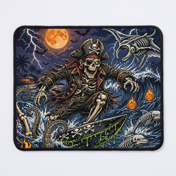 Item preview, Cursed Tide Surf Club Paddle Or Perish Skeleton Pirate Surfing Halloween designed and sold by Danh Style.