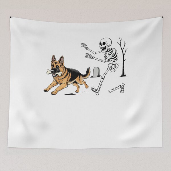 Item preview, Halloween Dog Stealing Bone Skeleton Funny  designed and sold by ellapaintcoast.