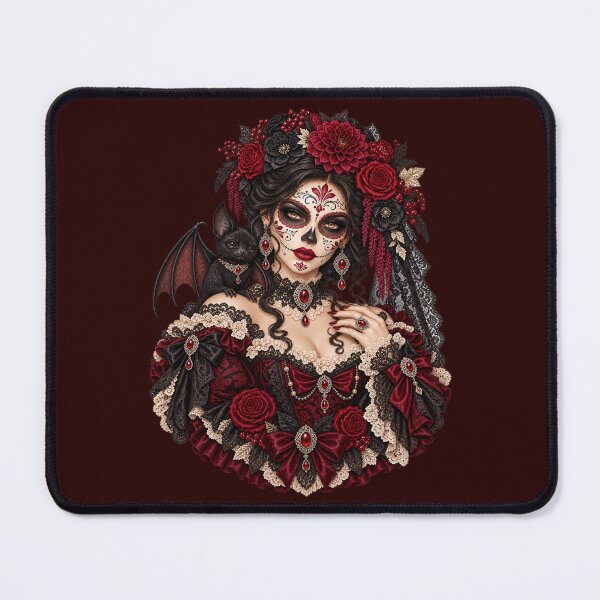 Item preview, Catrina with Bat – Burgundy Gothic Familiar designed and sold by Lichtisign.