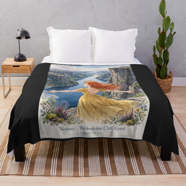 Item preview, Norway Preikestolen Cliff, Fjord, Redhead Knight Time Traveler designed and sold by DibujandoPorfa.