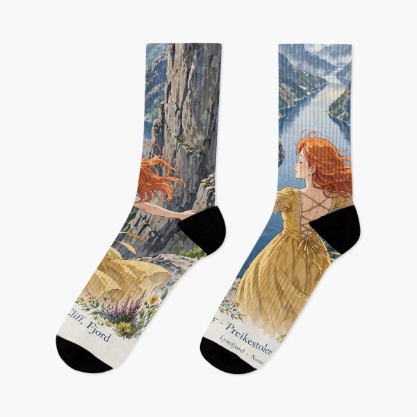 Item preview, Norway Preikestolen Cliff, Fjord,  Redhead Knight Time Traveler  designed and sold by DibujandoPorfa.